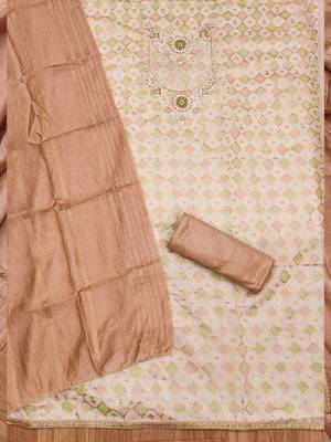 embellished gotta patti unstitched dress material 3