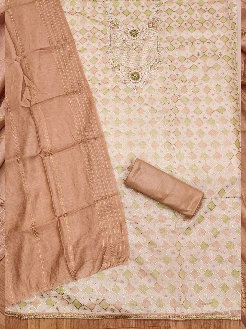 embellished gotta patti unstitched dress material