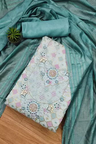 embellished unstitched dress material