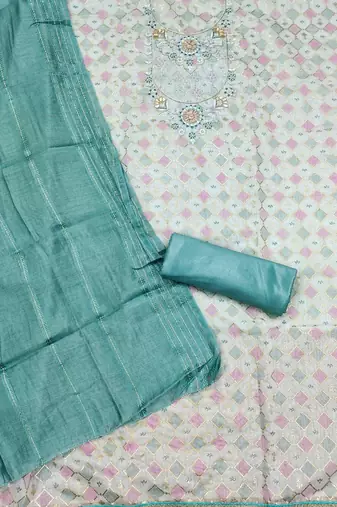 embellished unstitched dress material