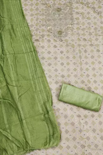 embellished unstitched dress material
