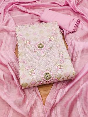 embellished unstitched dress material 2