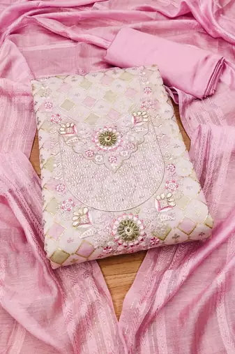 embellished unstitched dress material