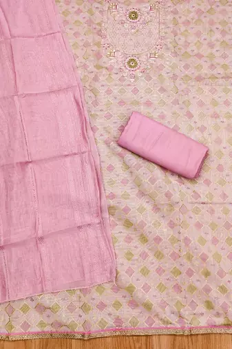 embellished unstitched dress material
