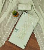 floral embroidered sequinned silk georgette unstitched dress material