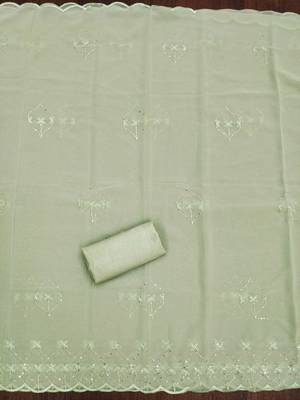 floral embroidered sequinned silk georgette unstitched dress material 3