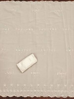 floral embroidered sequinned silk georgette unstitched dress material 3