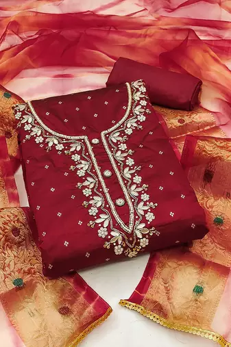 woven design unstitched dress material