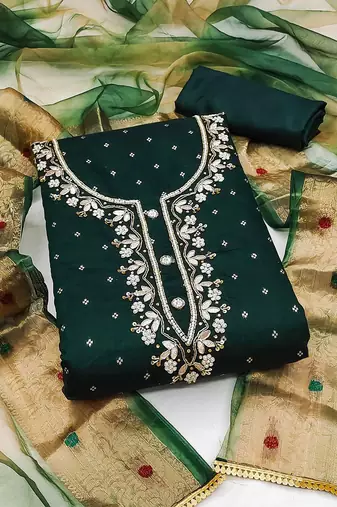 ethnic motifs woven design zari unstitched dress material