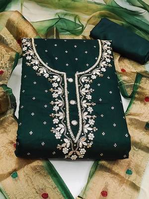 ethnic motifs woven design zari unstitched dress material 2