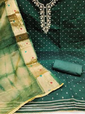 ethnic motifs woven design zari unstitched dress material 3