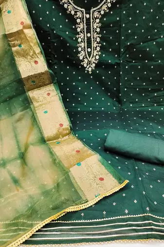 ethnic motifs woven design zari unstitched dress material