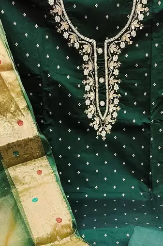 ethnic motifs woven design zari unstitched dress material