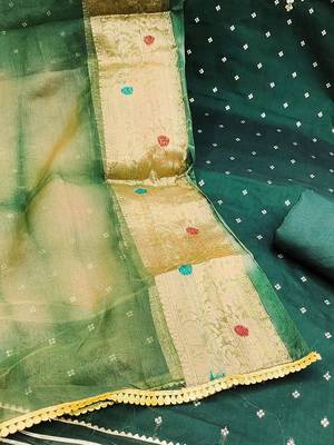 ethnic motifs woven design zari unstitched dress material 5
