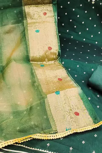 ethnic motifs woven design zari unstitched dress material