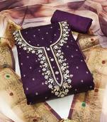 ethnic motifs embroidered zari unstitched dress material