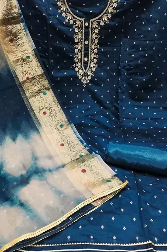 geometric woven design unstitched dress material