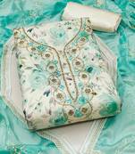 floral printed beads and stones unstitched dress material