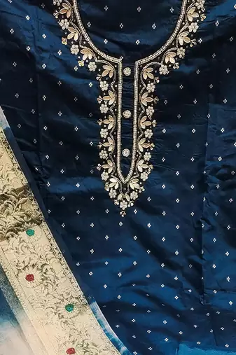 geometric woven design unstitched dress material