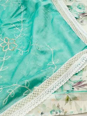 floral printed beads and stones unstitched dress material 3