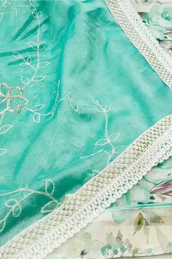 floral printed beads and stones unstitched dress material