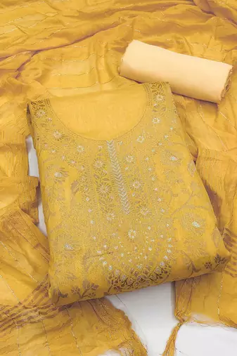 ethnic motifs woven design unstitched dress material