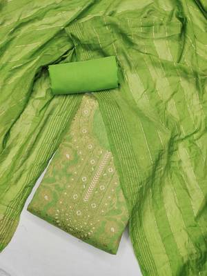 woven design chanderi silk unstitched dress material 1