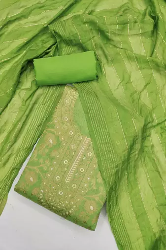 woven design chanderi silk unstitched dress material