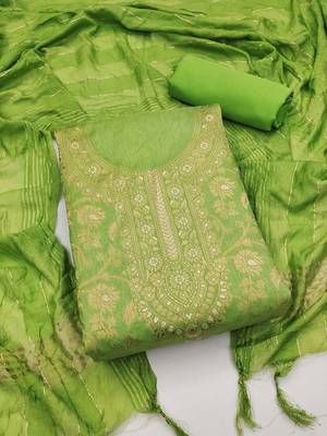 woven design chanderi silk unstitched dress material 2