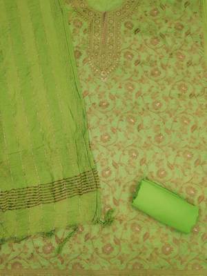 woven design chanderi silk unstitched dress material 3