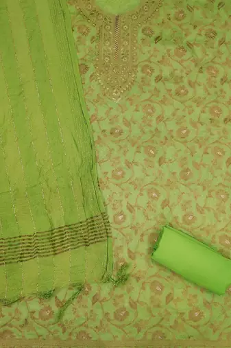 woven design chanderi silk unstitched dress material