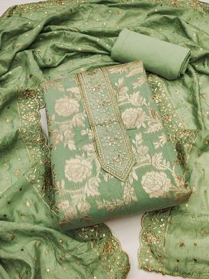 ethnic motifs embroidered sequinned unstitched dress material 2