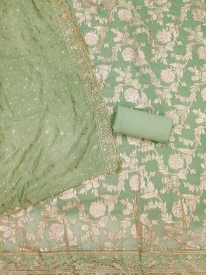 ethnic motifs embroidered sequinned unstitched dress material 3