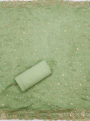 ethnic motifs embroidered sequinned unstitched dress material 4