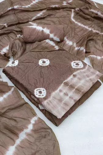bandhani dyed unstitched dress material