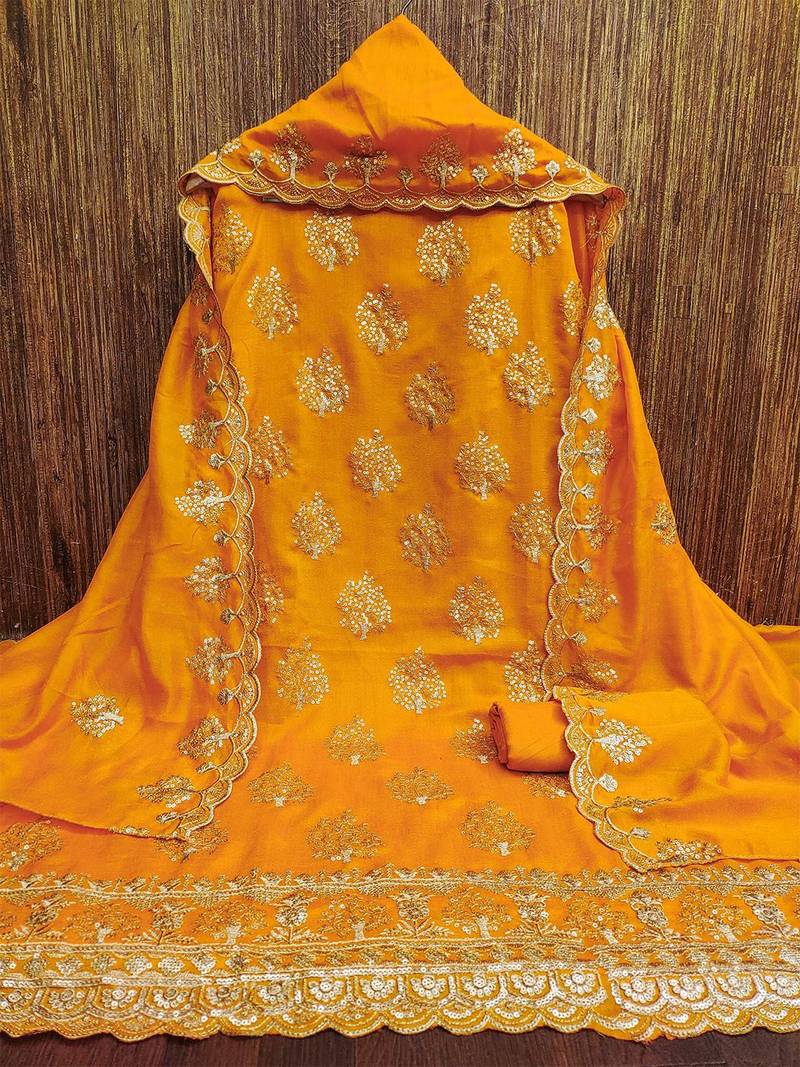 embroidered unstitched dress material