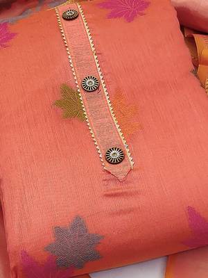 woven design unstitched dress material with gotta patti 2