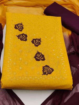 ethnic motifs embroidered cotton unstitched dress material 2