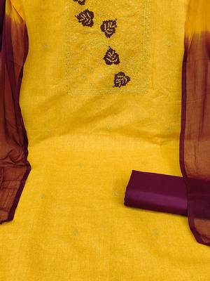 ethnic motifs embroidered cotton unstitched dress material 3