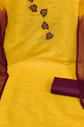 ethnic motifs embroidered cotton unstitched dress material