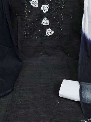 floral embroidered sequinned cotton unstitched dress material 3