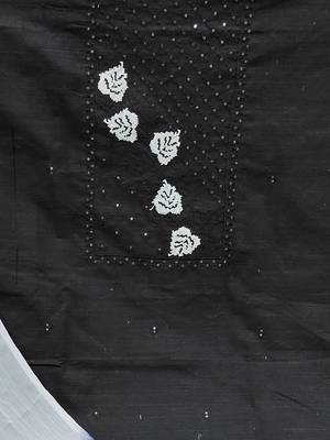 floral embroidered sequinned cotton unstitched dress material 5