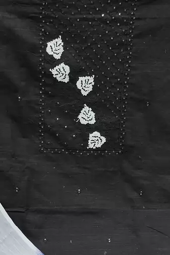 floral embroidered sequinned cotton unstitched dress material