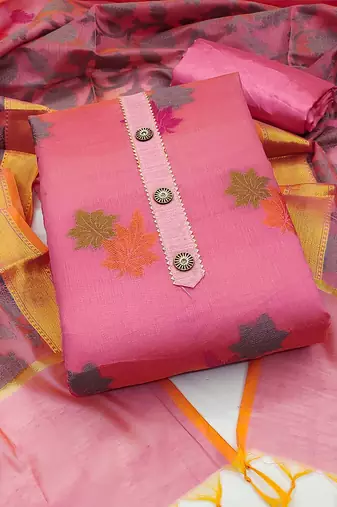 floral woven design banarasi jacquard unstitched dress material