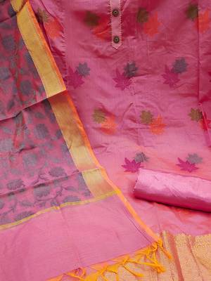 floral woven design banarasi jacquard unstitched dress material 3