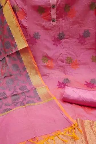 floral woven design banarasi jacquard unstitched dress material