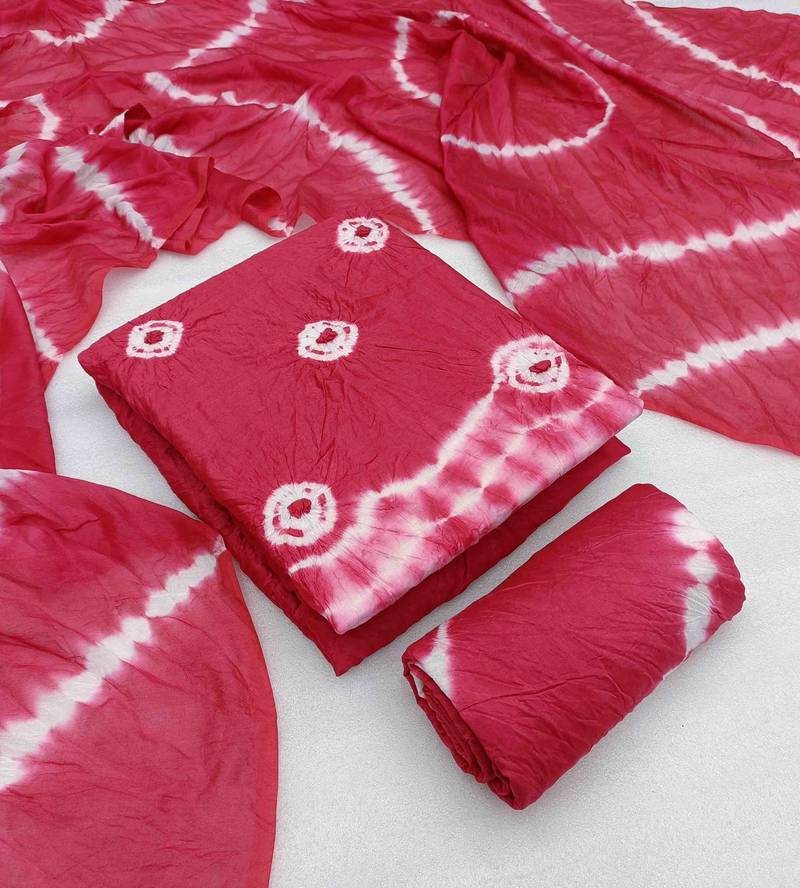 dyed bandhani unstitched dress material