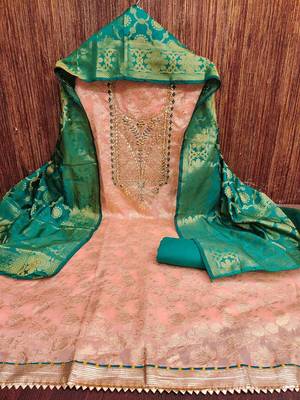 embroidered unstitched dress material 3