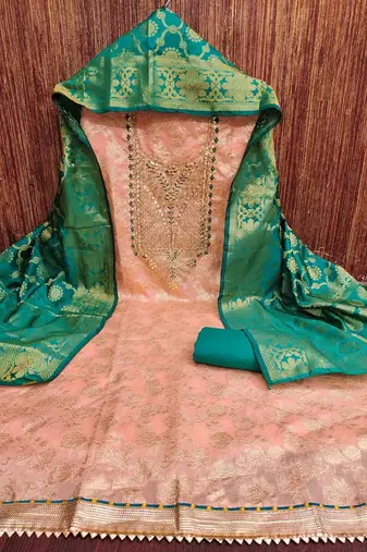 embroidered unstitched dress material