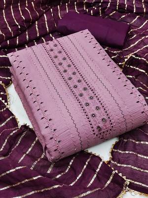 ethnic motifs embroidered unstitched dress material 1